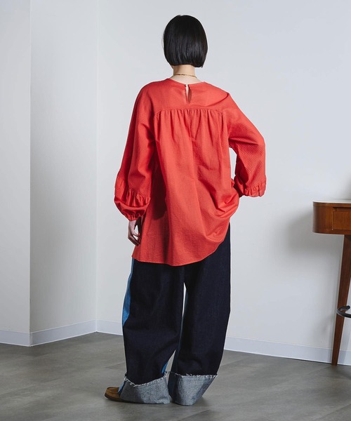 ROSE BUD(ローズバッド)の「(mici)RUFFLE TUNIC BLOUSE(シャツ/ブラウス・レディース・オレンジ/ライトイエロー・ONE SIZE)」の15枚目の写真