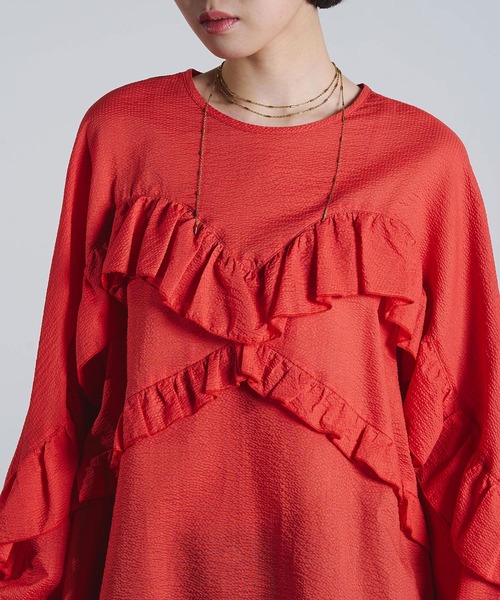 ROSE BUD(ローズバッド)の「(mici)RUFFLE TUNIC BLOUSE(シャツ/ブラウス・レディース・オレンジ/ライトイエロー・ONE SIZE)」の17枚目の写真