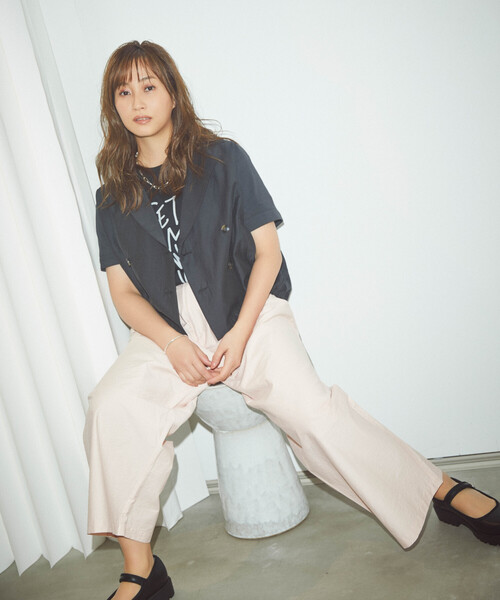 FREAK'S STORE(フリークスストア)の「藤本美貴 × FREAK'S STORE/フリークスストア 接触冷感/UVカット Aライン 半袖ジャケット<セットアップ対応>(テーラードジャケット・レディース・ブラック/ブラウン/ベージュ・フリ-)」の6枚目の写真