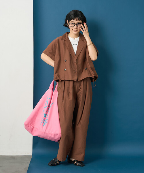 FREAK'S STORE(フリークスストア)の「藤本美貴 × FREAK'S STORE/フリークスストア 接触冷感/UVカット Aライン 半袖ジャケット<セットアップ対応>(テーラードジャケット・レディース・ブラック/ブラウン/ベージュ・フリ-)」の9枚目の写真