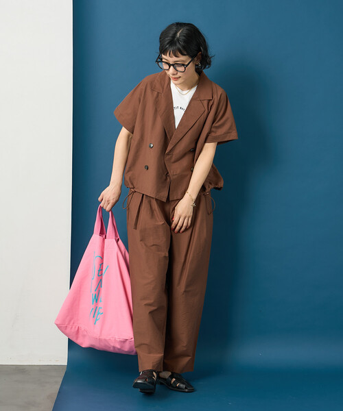 FREAK'S STORE(フリークスストア)の「藤本美貴 × FREAK'S STORE/フリークスストア 接触冷感/UVカット Aライン 半袖ジャケット<セットアップ対応>(テーラードジャケット・レディース・ブラック/ブラウン/ベージュ・フリ-)」の10枚目の写真