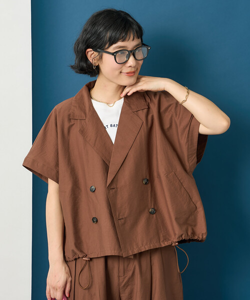 FREAK'S STORE(フリークスストア)の「藤本美貴 × FREAK'S STORE/フリークスストア 接触冷感/UVカット Aライン 半袖ジャケット<セットアップ対応>(テーラードジャケット・レディース・ブラック/ブラウン/ベージュ・フリ-)」の15枚目の写真