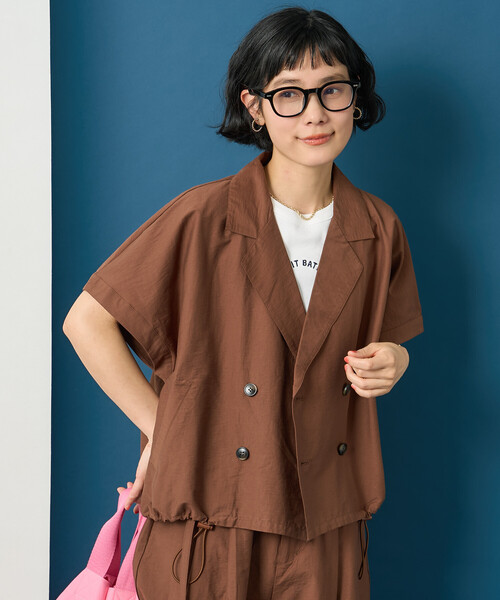 FREAK'S STORE(フリークスストア)の「藤本美貴 × FREAK'S STORE/フリークスストア 接触冷感/UVカット Aライン 半袖ジャケット<セットアップ対応>(テーラードジャケット・レディース・ブラック/ブラウン/ベージュ・フリ-)」の16枚目の写真