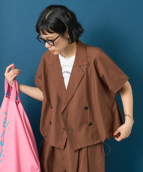 FREAK'S STORE(フリークスストア)の「藤本美貴 × FREAK'S STORE/フリークスストア 接触冷感/UVカット Aライン 半袖ジャケット<セットアップ対応>(テーラードジャケット・レディース・ブラック/ブラウン/ベージュ・フリ-)」の17枚目の写真