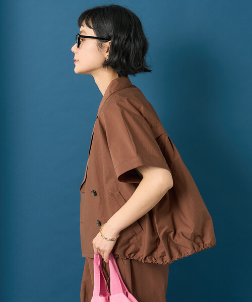 FREAK'S STORE(フリークスストア)の「藤本美貴 × FREAK'S STORE/フリークスストア 接触冷感/UVカット Aライン 半袖ジャケット<セットアップ対応>(テーラードジャケット・レディース・ブラック/ブラウン/ベージュ・フリ-)」の19枚目の写真