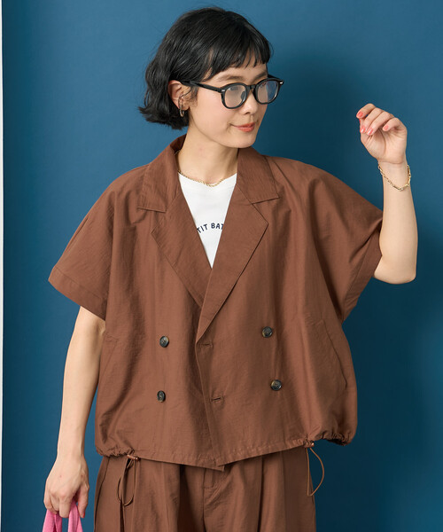 FREAK'S STORE(フリークスストア)の「藤本美貴 × FREAK'S STORE/フリークスストア 接触冷感/UVカット Aライン 半袖ジャケット<セットアップ対応>(テーラードジャケット・レディース・ブラック/ブラウン/ベージュ・フリ-)」の21枚目の写真