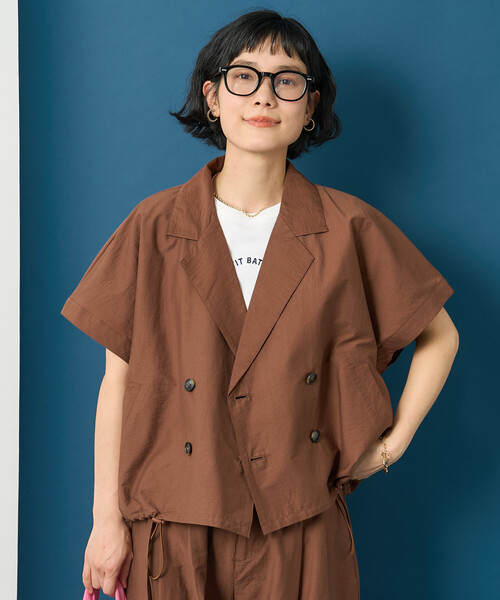 FREAK'S STORE(フリークスストア)の「藤本美貴 × FREAK'S STORE/フリークスストア 接触冷感/UVカット Aライン 半袖ジャケット<セットアップ対応>(テーラードジャケット・レディース・ブラック/ブラウン/ベージュ・フリ-)」の22枚目の写真