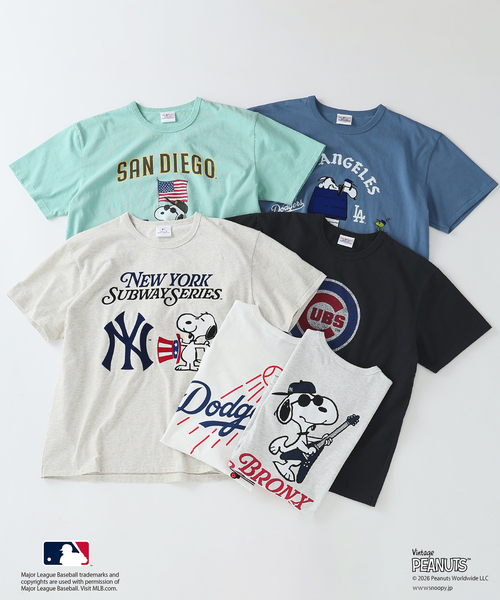 Vintage PEANUTS（ビンテージピーナッツ）の「PEANUTS / ピーナッツ 別注 MLB ベースボール プリントTシャツ（Tシャツ/カットソー・メンズ・ホワイト/ブラック系その他/グレー・LARGE/MEDIUM）」の4枚目の写真