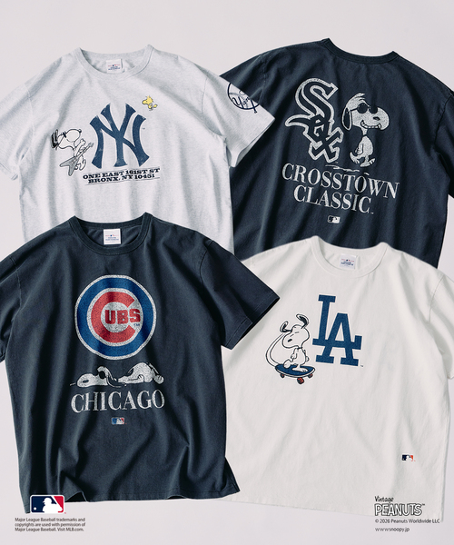 Vintage PEANUTS（ビンテージピーナッツ）の「PEANUTS / ピーナッツ 別注 MLB ベースボール プリントTシャツ（Tシャツ/カットソー・メンズ・ホワイト/ブラック系その他/グレー・LARGE/MEDIUM）」の5枚目の写真