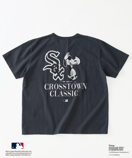 Vintage PEANUTS（ビンテージピーナッツ）の「PEANUTS / ピーナッツ 別注 MLB ベースボール プリントTシャツ（Tシャツ/カットソー・メンズ・ホワイト/ブラック系その他/グレー・LARGE/MEDIUM）」の9枚目の写真