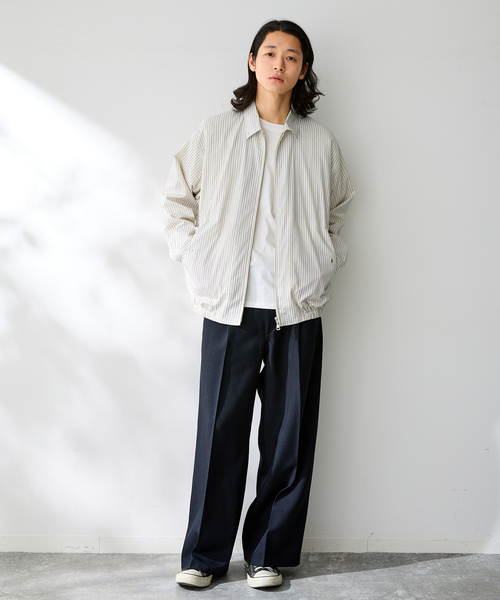 B.C STOCK（ベーセーストック）の「FORHUS ストライプシャツブルゾン（その他アウター・メンズ・ブルー系その他/ホワイト・LARGE/MEDIUM）」の3枚目の写真