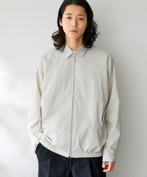 B.C STOCK（ベーセーストック）の「FORHUS ストライプシャツブルゾン（その他アウター・メンズ・ブルー系その他/ホワイト・LARGE/MEDIUM）」の4枚目の写真