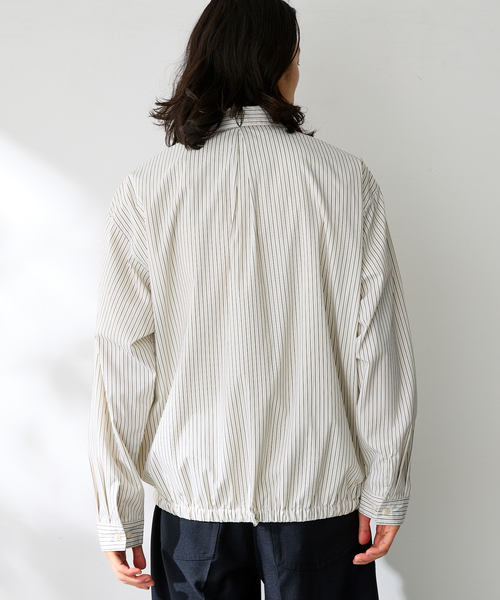 B.C STOCK（ベーセーストック）の「FORHUS ストライプシャツブルゾン（その他アウター・メンズ・ブルー系その他/ホワイト・LARGE/MEDIUM）」の6枚目の写真