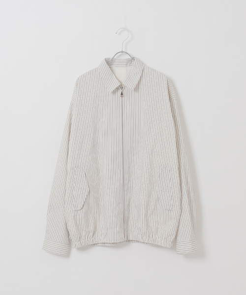 B.C STOCK（ベーセーストック）の「FORHUS ストライプシャツブルゾン（その他アウター・メンズ・ブルー系その他/ホワイト・LARGE/MEDIUM）」の11枚目の写真