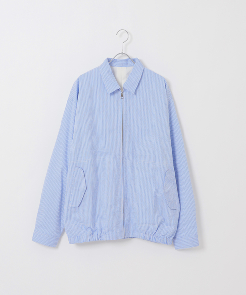 B.C STOCK（ベーセーストック）の「FORHUS ストライプシャツブルゾン（その他アウター・メンズ・ブルー系その他/ホワイト・LARGE/MEDIUM）」の12枚目の写真