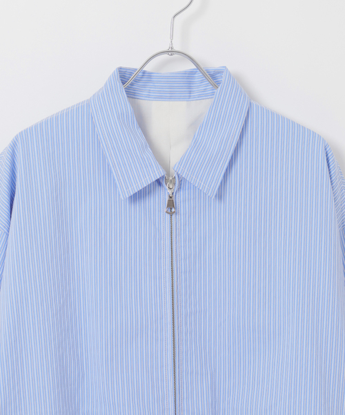 B.C STOCK（ベーセーストック）の「FORHUS ストライプシャツブルゾン（その他アウター・メンズ・ブルー系その他/ホワイト・LARGE/MEDIUM）」の14枚目の写真