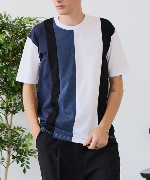 JEANS MATE(ジーンズメイト)の「【ZERO STAIN/ゼロステイン】汗染みの目立ちにくいTシャツ ZEROSTAIN 切り替えデザインTシャツ 防汚 UVカット 綿タッチ・厚手(Tシャツ/カットソー・メンズ・ホワイト系その他2/ブラック系その他2/ブルー系その他3/ブルー系その他/ホワイト系その他3/ホワイト系その他・X-LARGE/LARGE/MEDIUM)」の1枚目の写真