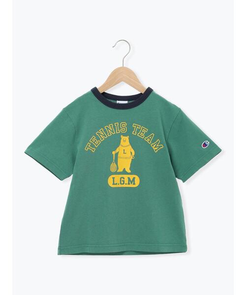 Samansa Mos2 Lagom(サマンサモスモスラーゴム)の「【champion】リンガーTシャツ(Tシャツ/カットソー・キッズ・グリーン/モカ・110/100/130/95/120)」の2枚目の写真