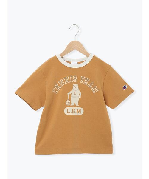 Samansa Mos2 Lagom(サマンサモスモスラーゴム)の「【champion】リンガーTシャツ(Tシャツ/カットソー・キッズ・グリーン/モカ・110/100/130/95/120)」の1枚目の写真