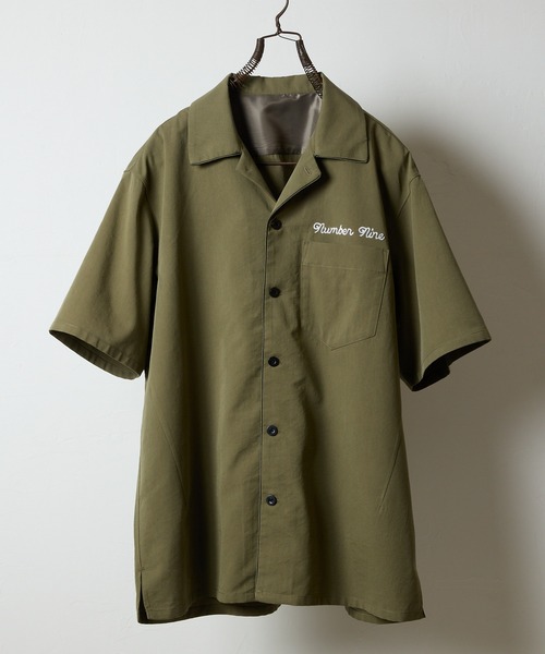 NUMBER (N)INE（ナンバーナイン）の「TWILL OPEN COLLAR S/S SHIRT / ワンポイント 刺繍 ツイル ショートスリーブ オープンカラー シャツ（シャツ/ブラウス・メンズ・オリーブ/ブラック・4/3/2）」の11枚目の写真