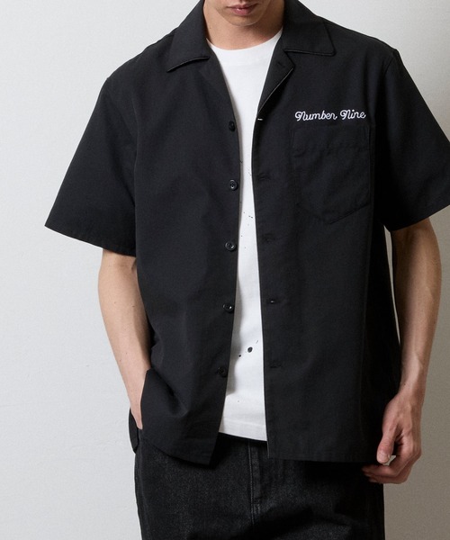TWILL OPEN COLLAR S/S SHIRT / ワンポイント 刺繍 ツイル ショート
