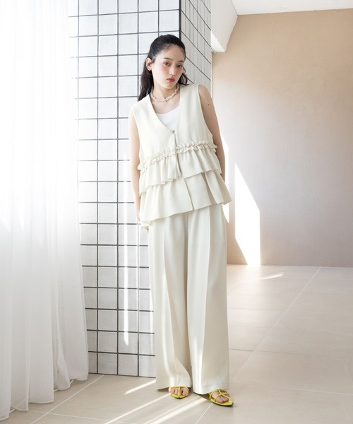 RAGEBLUE（レイジブルー）の「＜STLL SERIES＞機能性/センタープレスワイドスラックス（スラックス・レディース・ホワイト/ブラウン・FREE）」の9枚目の写真