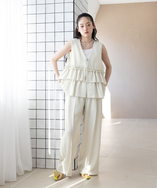 RAGEBLUE（レイジブルー）の「＜STLL SERIES＞機能性/センタープレスワイドスラックス（スラックス・レディース・ホワイト/ブラウン・FREE）」の8枚目の写真