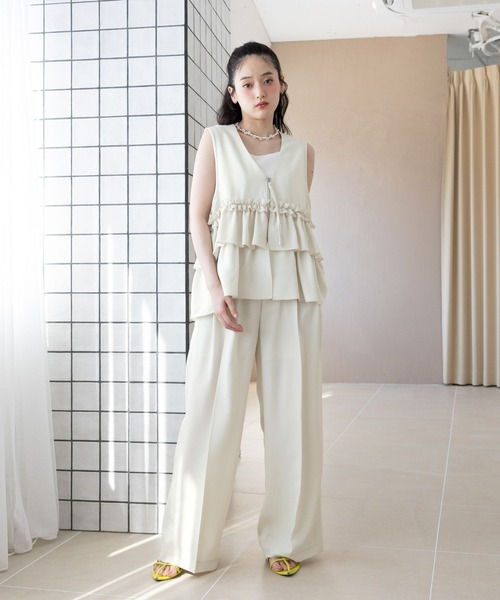 RAGEBLUE（レイジブルー）の「＜STLL SERIES＞機能性/センタープレスワイドスラックス（スラックス・レディース・ホワイト/ブラウン・FREE）」の7枚目の写真