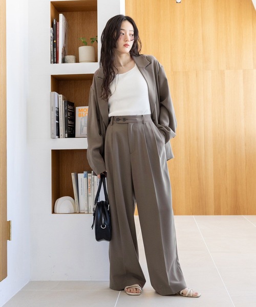 RAGEBLUE（レイジブルー）の「＜STLL SERIES＞機能性/センタープレスワイドスラックス（スラックス・レディース・ホワイト/ブラウン・FREE）」の4枚目の写真