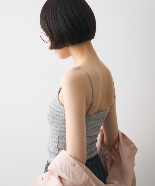 full/fill.（フルフィル）の「cup border cami / カップ付きボーダーキャミ（キャミソール・レディース・グレー/ブラック/ネイビー・FREE）」の19枚目の写真