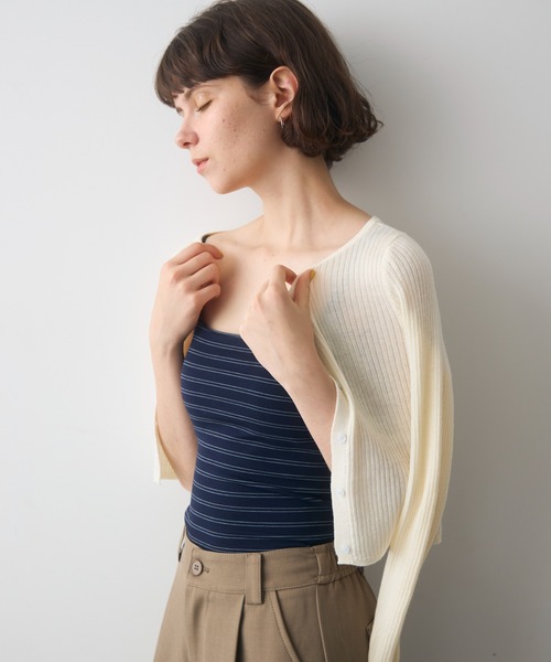 full/fill.（フルフィル）の「cup border cami / カップ付きボーダーキャミ（キャミソール・レディース・グレー/ブラック/ネイビー・FREE）」の5枚目の写真