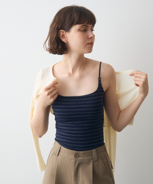 full/fill.（フルフィル）の「cup border cami / カップ付きボーダーキャミ（キャミソール・レディース・グレー/ブラック/ネイビー・FREE）」の7枚目の写真