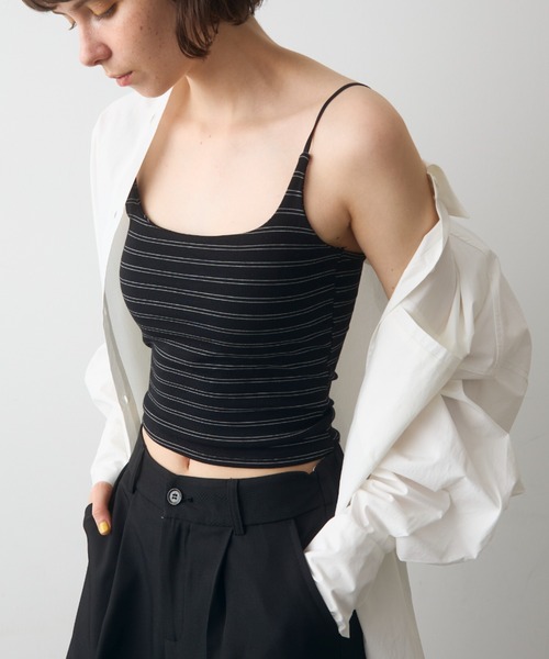 full/fill.（フルフィル）の「cup border cami / カップ付きボーダーキャミ（キャミソール・レディース・グレー/ブラック/ネイビー・FREE）」の11枚目の写真
