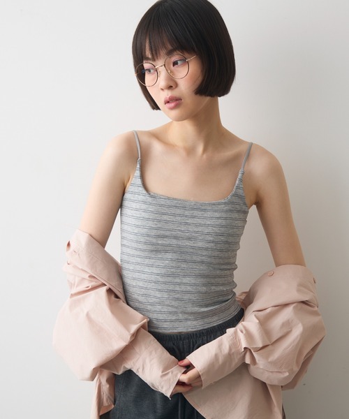 full/fill.（フルフィル）の「cup border cami / カップ付きボーダーキャミ（キャミソール・レディース・グレー/ブラック/ネイビー・FREE）」の17枚目の写真