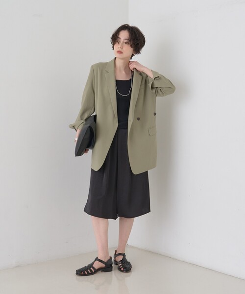 Rouge vif（ルージュヴィフ）の「シックサテンハーフパンツ/ワイドキュロット/ウエストゴム（その他パンツ・レディース・ブラック・36/38）」の9枚目の写真
