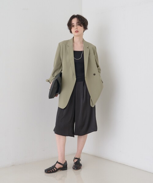 Rouge vif（ルージュヴィフ）の「シックサテンハーフパンツ/ワイドキュロット/ウエストゴム（その他パンツ・レディース・ブラック・36/38）」の10枚目の写真