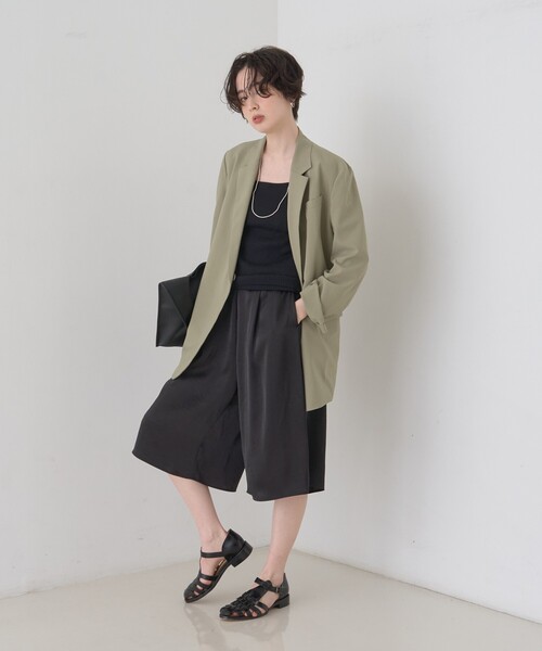 Rouge vif（ルージュヴィフ）の「シックサテンハーフパンツ/ワイドキュロット/ウエストゴム（その他パンツ・レディース・ブラック・36/38）」の14枚目の写真