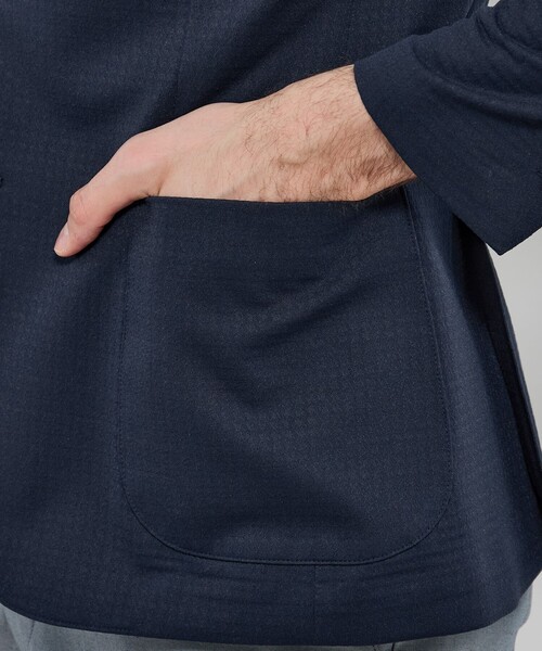 MACKINTOSH LONDON(マッキントッシュ ロンドン)の「【FLEX JERSEY】ハウンドトゥースサッカージャージージャケット(テーラードジャケット・メンズ・ダークネイビー/ライトグレー・38/42/40)」の4枚目の写真