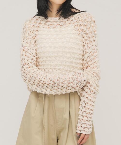 KBF（ケイビーエフ）の「クロシェルーズニット（ニット/セーター・レディース・アイボリー/ブラック/グリーン系その他・ONE）」の4枚目の写真