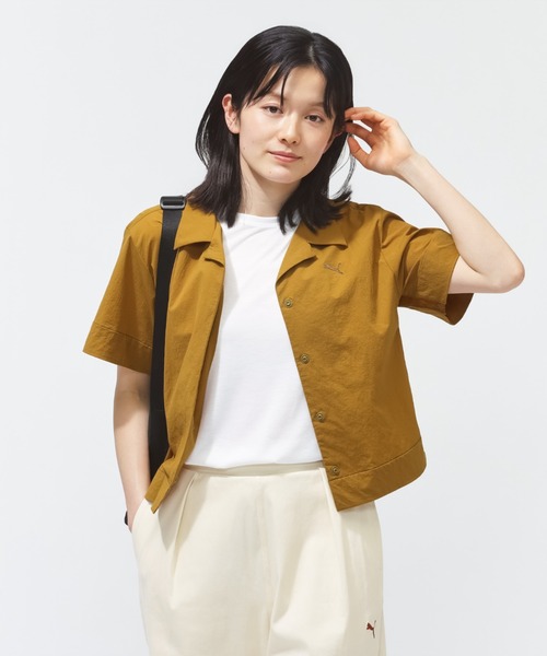PUMA(プーマ)の「プーマ PUMA ESS ELEVATED ウーブン SS シャツ(シャツ/ブラウス・レディース・ベージュ/スモークピンク/ブラック・S/M/L)」の4枚目の写真