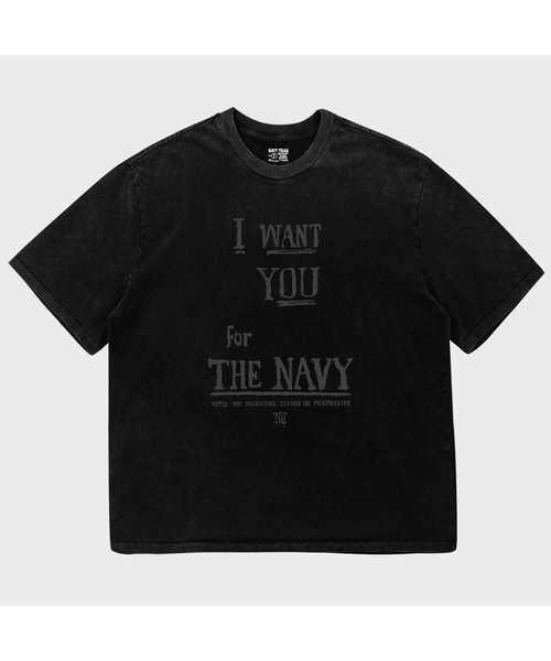 NAVYTEAM(ネイビーチーム)の「I WANT YOU FOR THE NAVY ピグメントダイング半袖Tシャツ(Tシャツ/カットソー・レディース・ブラック×ベージュ/ブラック×グレー・1/2/3)」の2枚目の写真