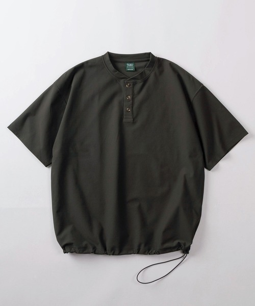 SlashDate(スラッシュデイト)の「【84】クラウドサーフニット 無地 ヘンリーネックTシャツ/ドローコード/ユニセックス/レディース/メンズ(Tシャツ/カットソー・メンズ・ベージュ/チャコールグレー/ホワイト・L/M)」の9枚目の写真