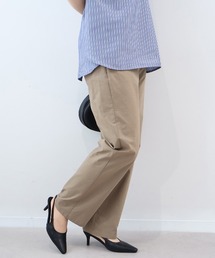 【L~5L 大きいサイズ】麻混ストレッチストレートパンツ