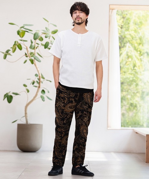 CAMBIO(カンビオ)の「mt10463-ワッフルヘンリーTシャツ(26A-14130CM)(Tシャツ/カットソー・メンズ・オフホワイト/ミックスグレー/ブラック・M/L/XL)」の7枚目の写真