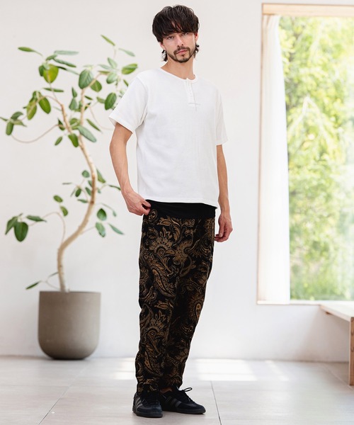 CAMBIO(カンビオ)の「mt10463-ワッフルヘンリーTシャツ(26A-14130CM)(Tシャツ/カットソー・メンズ・オフホワイト/ミックスグレー/ブラック・M/L/XL)」の8枚目の写真
