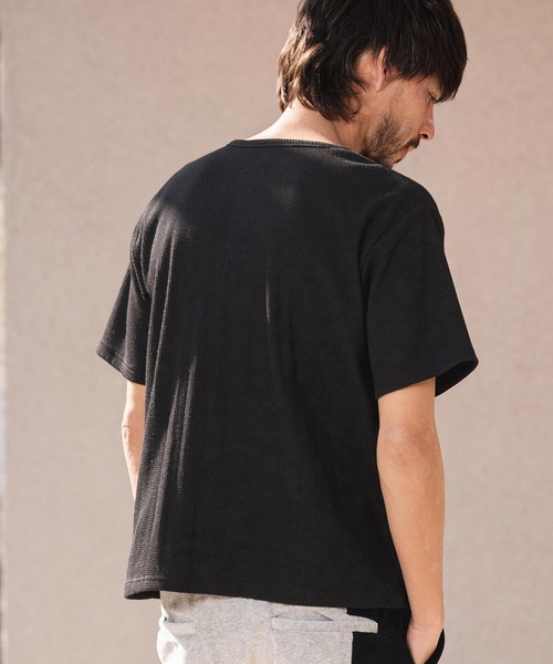 CAMBIO(カンビオ)の「mt10463-ワッフルヘンリーTシャツ(26A-14130CM)(Tシャツ/カットソー・メンズ・オフホワイト/ミックスグレー/ブラック・M/L/XL)」の12枚目の写真