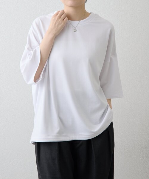ear PAPILLONNER（イアパピヨネ）の「【ouchi企画】《接触冷感 /速乾 /UV加工》コラボTシャツ【SUM1 STYLE(スミスタイル)】（Tシャツ/カットソー・レディース・ホワイト/ブラック/ブラック系その他・FREE）」の5枚目の写真