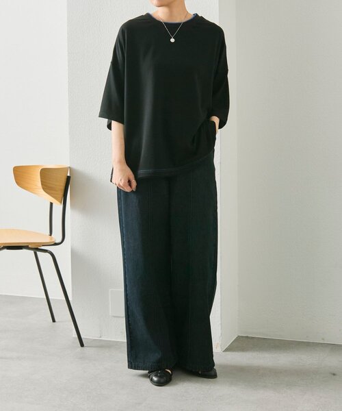 ear PAPILLONNER（イアパピヨネ）の「【ouchi企画】《接触冷感 /速乾 /UV加工》コラボTシャツ【SUM1 STYLE(スミスタイル)】（Tシャツ/カットソー・レディース・ホワイト/ブラック/ブラック系その他・FREE）」の10枚目の写真