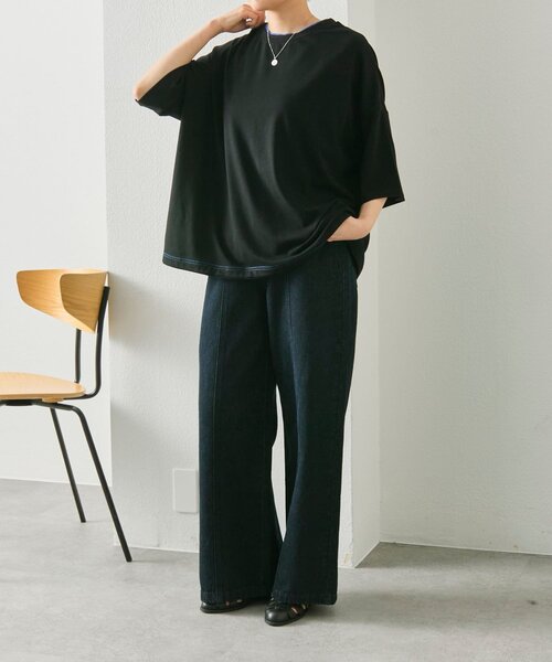 ear PAPILLONNER（イアパピヨネ）の「【ouchi企画】《接触冷感 /速乾 /UV加工》コラボTシャツ【SUM1 STYLE(スミスタイル)】（Tシャツ/カットソー・レディース・ホワイト/ブラック/ブラック系その他・FREE）」の9枚目の写真