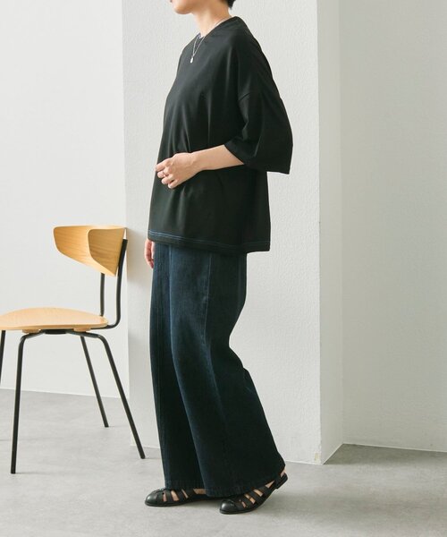 ear PAPILLONNER（イアパピヨネ）の「【ouchi企画】《接触冷感 /速乾 /UV加工》コラボTシャツ【SUM1 STYLE(スミスタイル)】（Tシャツ/カットソー・レディース・ホワイト/ブラック/ブラック系その他・FREE）」の8枚目の写真